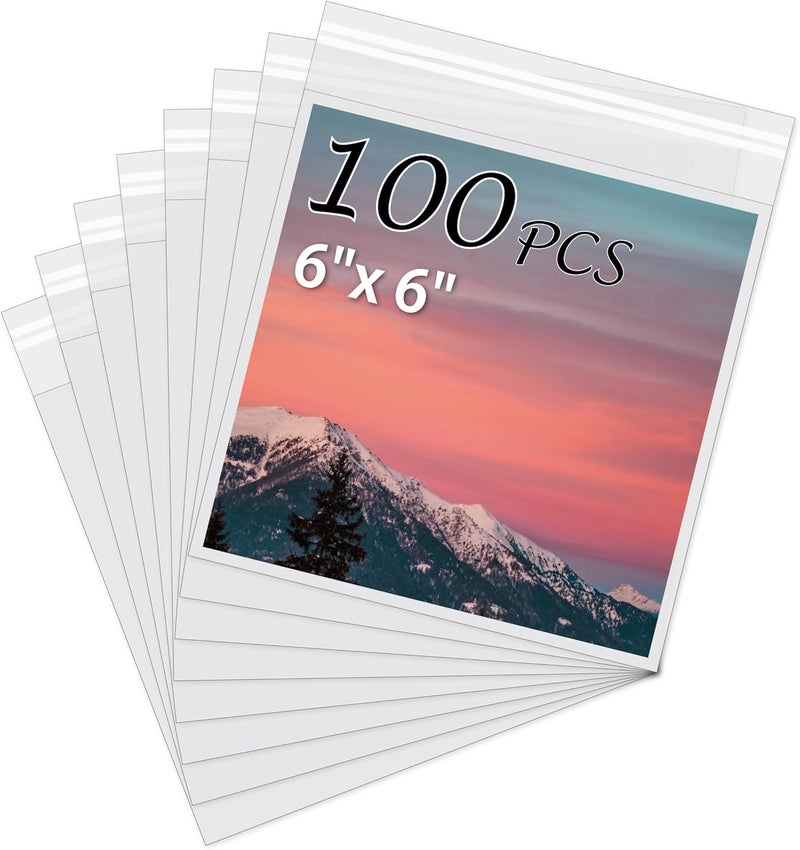 Somime Acid-Free Picture Sleeves, 100Pack Crystal Clear Storage Bags for 6x6 Art Prints, Pictures, Photos, Frame Mats (Bag Size: 6 1/2" x 6 1/2") - Image 1